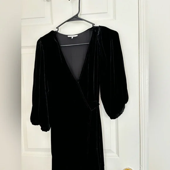GANNI Aldine Silk Velvet Warp Dress in Black - Picture 8 of 16